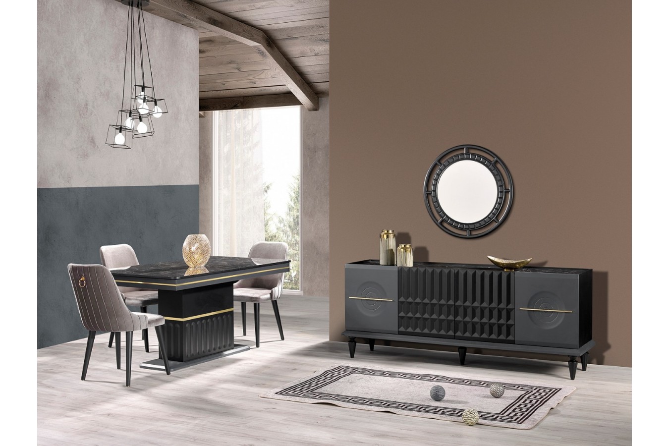 Vista Dining Room (Black-Grey)